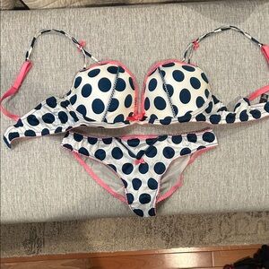Victoria's Secret Navy Polka Dot Bra/panty Set